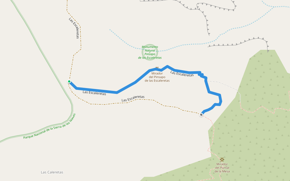 Las Escaleretas walking route map in Parauta