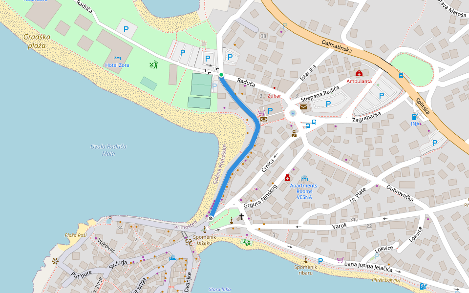 Mala Raduča walking route map in Cetina