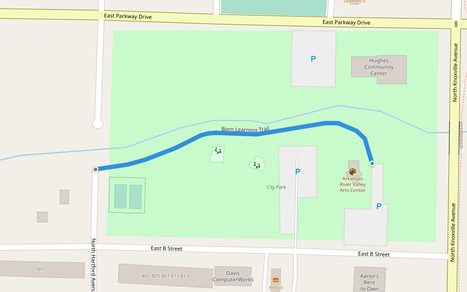 Born Learning Trail walking route map in Russellville
