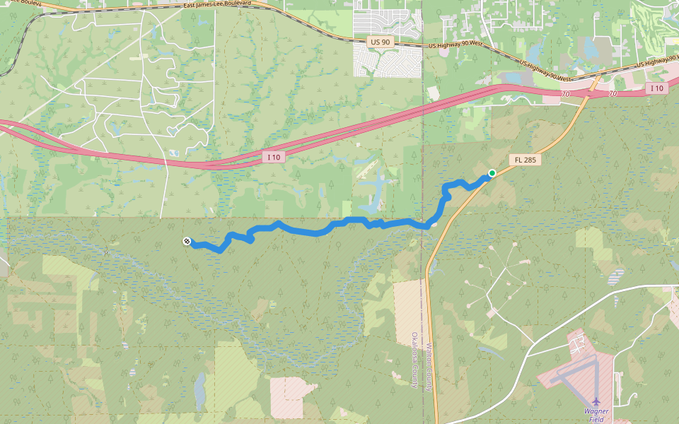 Florida Trail walking route map in DeFuniak Springs