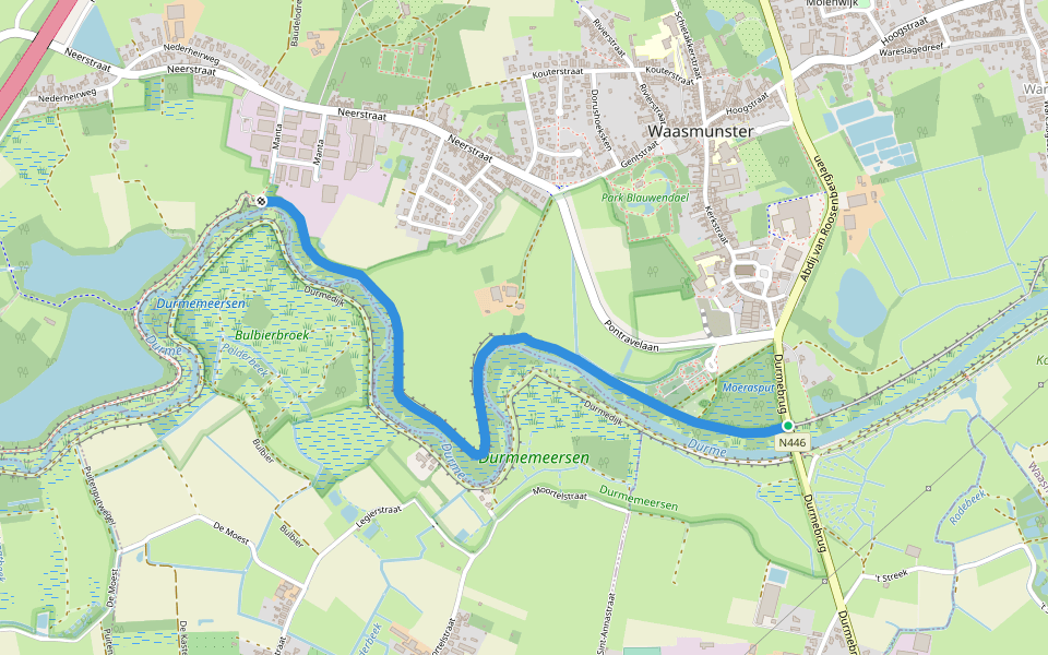 Pontrave Dijk walking route map in Waasmunster