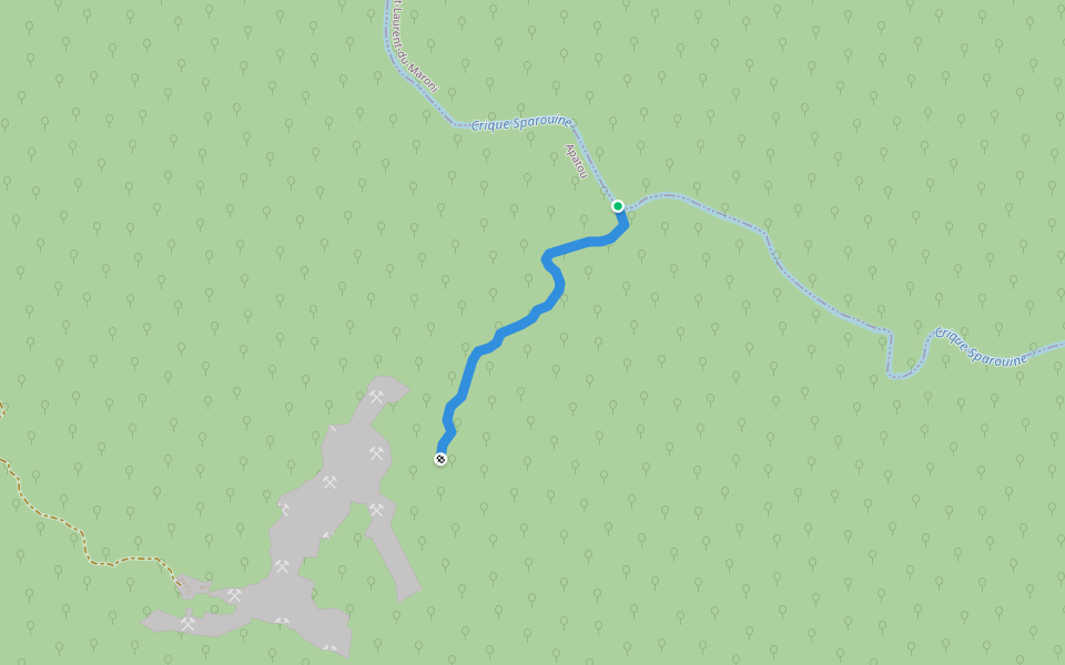 Sentier Camp Sparouine walking route map in Saul