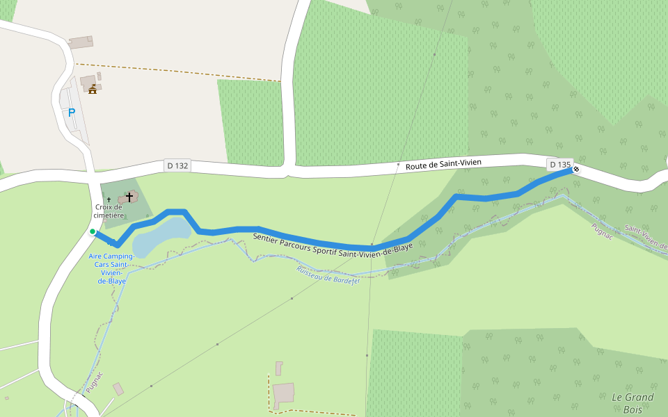 Sentier Parcours Sportif Saint-Vivien-de-Blaye walking route map in Saint-Vivien-de-Blaye