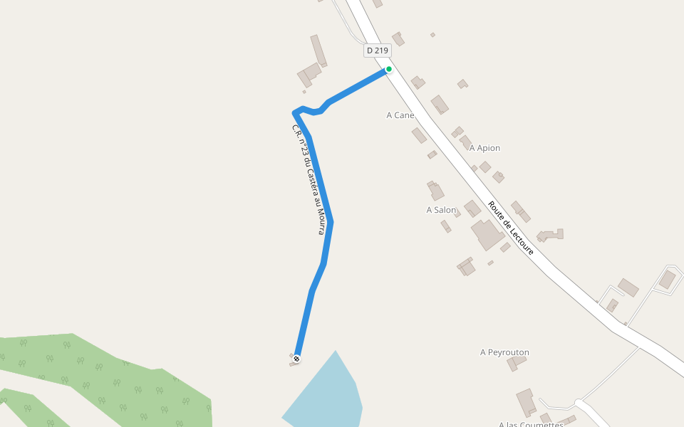 C.R. n°23 du Castéra au Mourra walking route map in Castéra-Lectourois