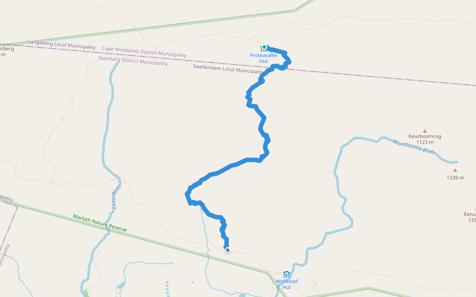 Kruispad Route walking route map in Swellendam