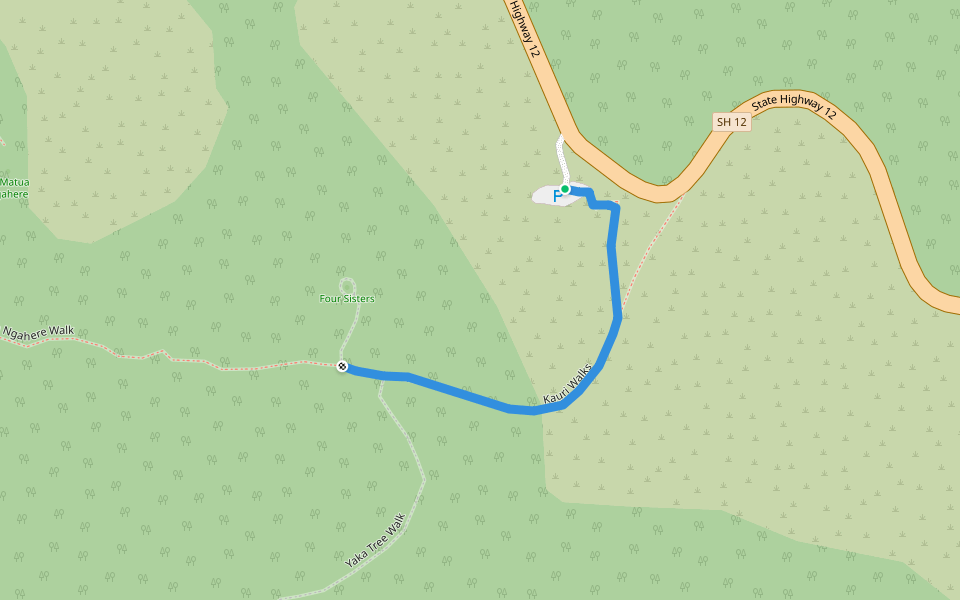 Kauri Walks walking route map in Waipoua Kauri Forest