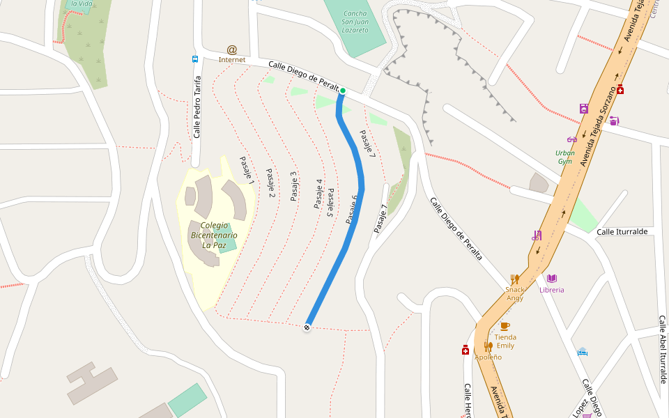 Pasaje 6 walking route map in La Paz