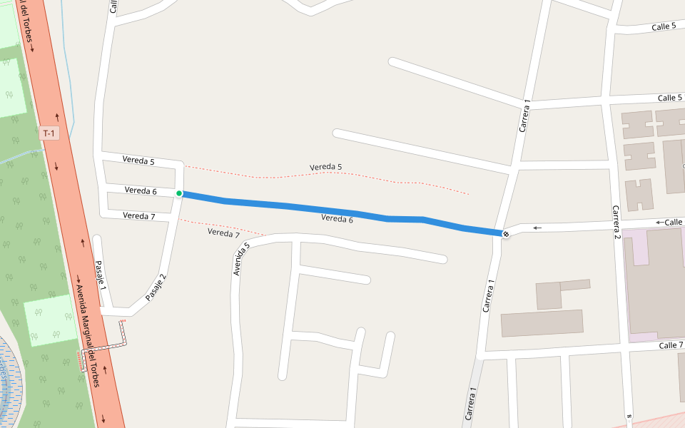 Vereda 6 walking route map in San Cristobal