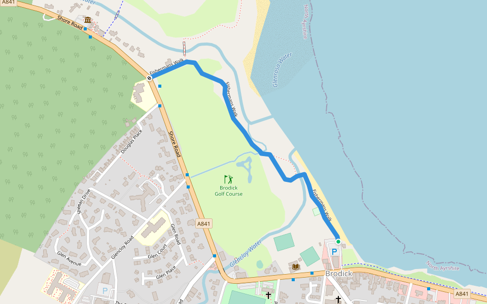 Fishermans Walk walking route map in Brodick