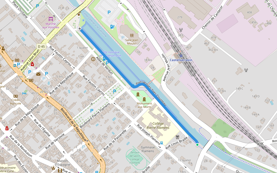 Port Jacques-Yves Cousteau walking route map in Castelsarrasin