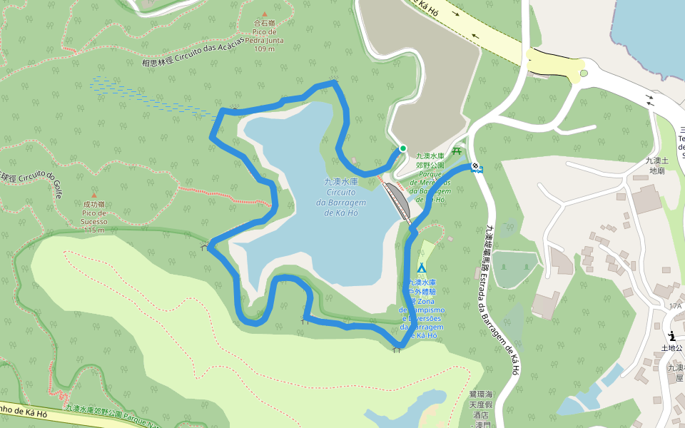 九澳水庫環湖徑 Circuito da Barragem de Ká Hó walking route map in Coloane Village