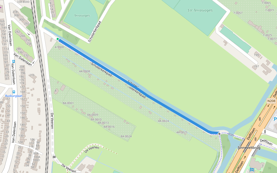 Schoterkerkpad walking route map in Santpoort-Zuid