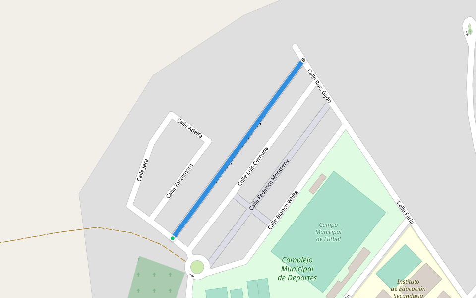 Calle Trabajadoras del Crin Vegetal walking route map in Castilblanco de los Arroyos