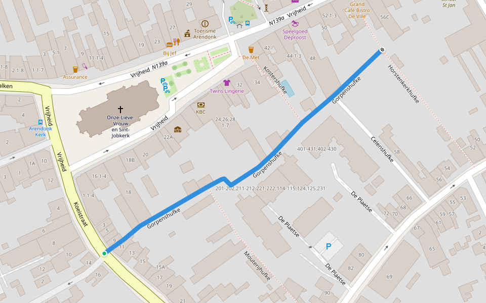 Gorpenshufke walking route map in Arendonk