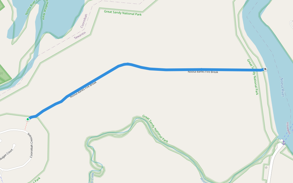 Noosa Banks Fire Break walking route map in Tewantin