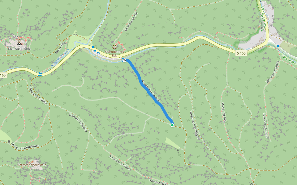 Brandheideschlüchte walking route map in Sebnitz