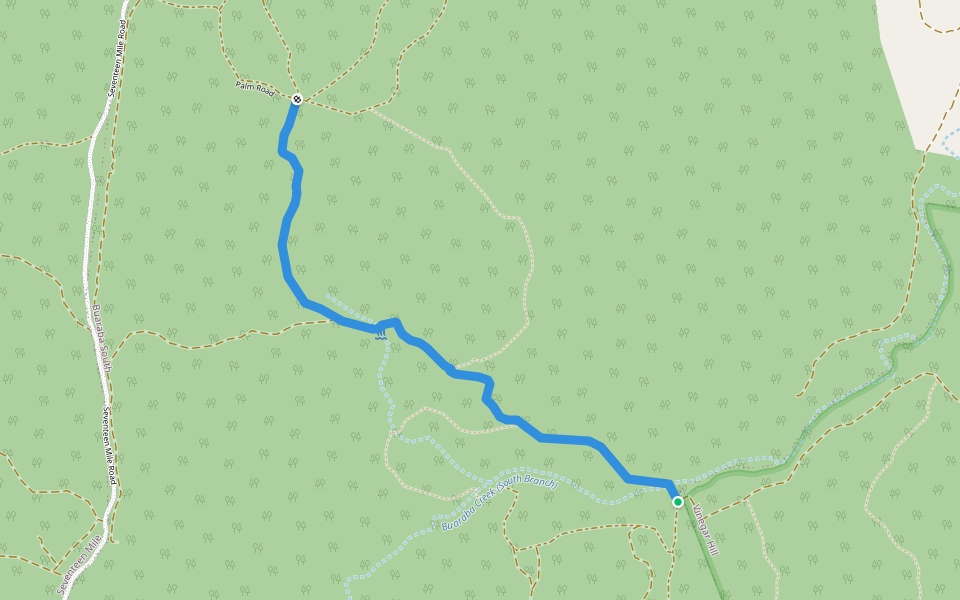 Waterfall trail walking route map in Vinegar Hill