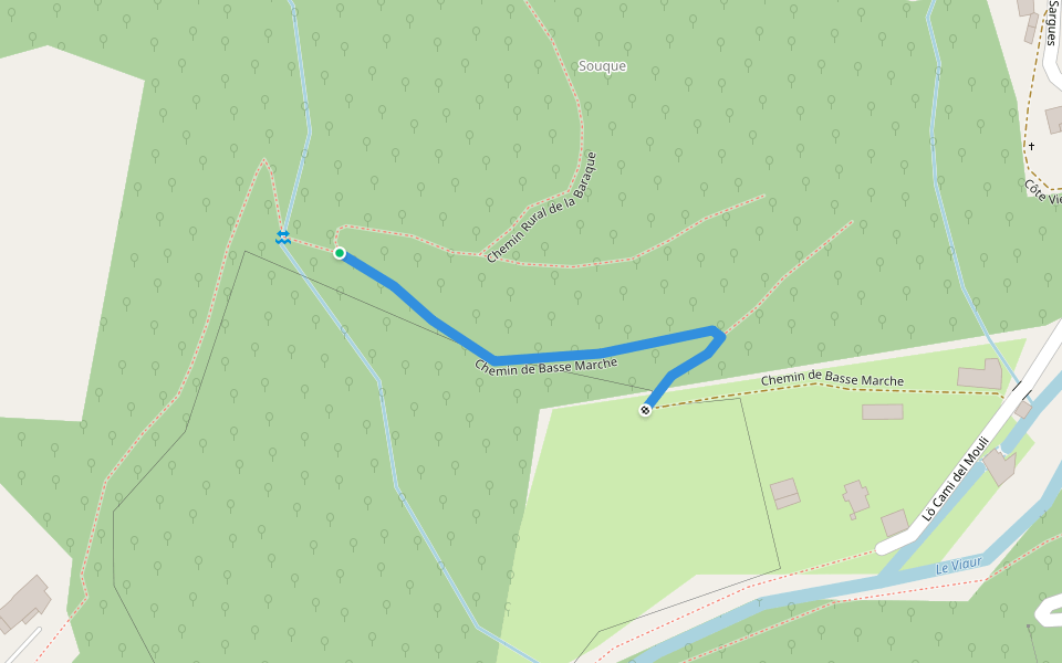 Chemin de Basse Marche walking route map in Pont-de-Salars