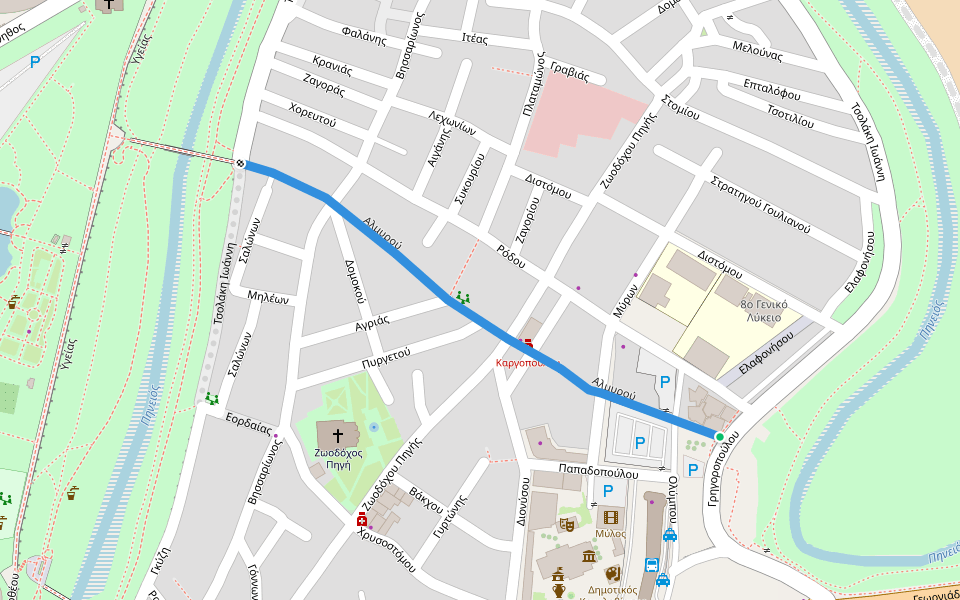 Αλμυρού walking route map in Larisa