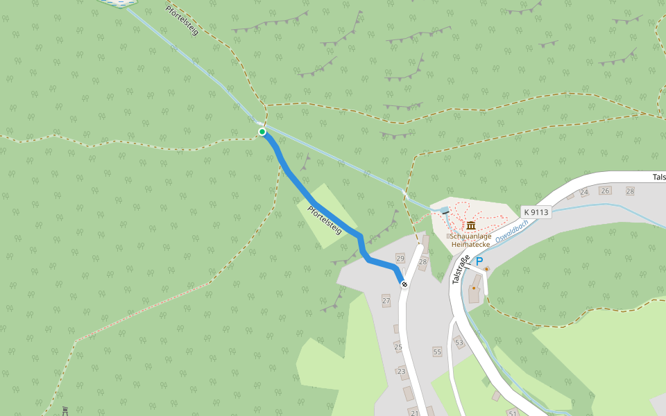 Pförtelsteig walking route map in Grünhain-Beierfeld