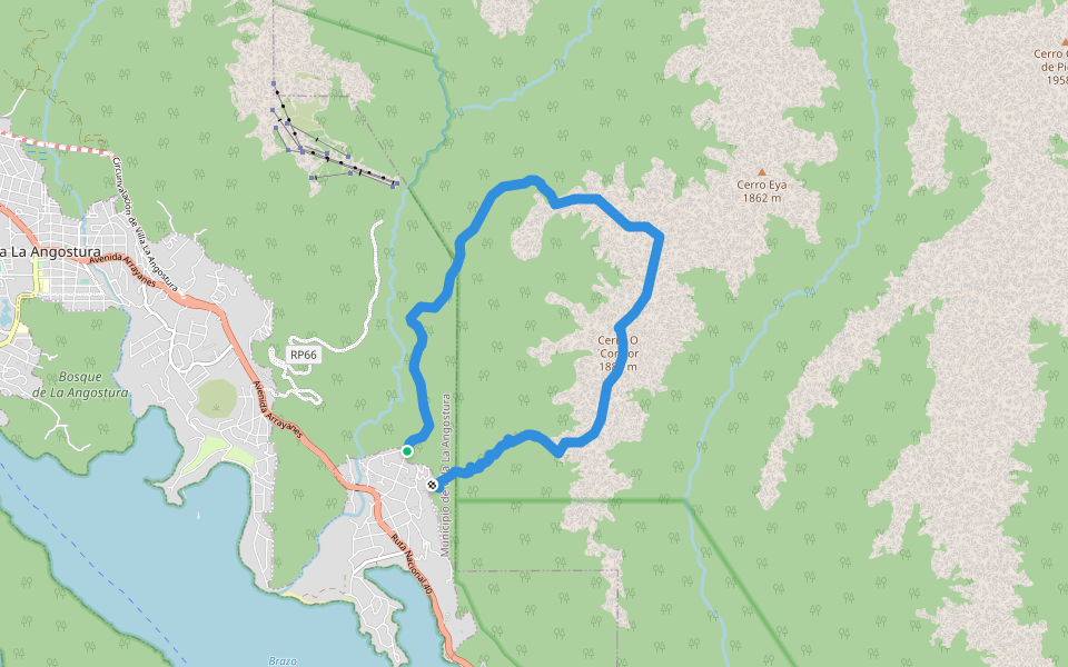 Sendero Cerro O'Connor walking route map in Puerto Manzano