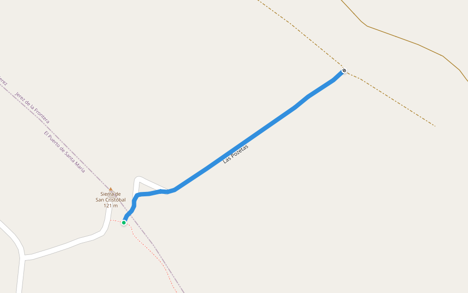 Las Pozetas walking route map in El Puerto de Santa María