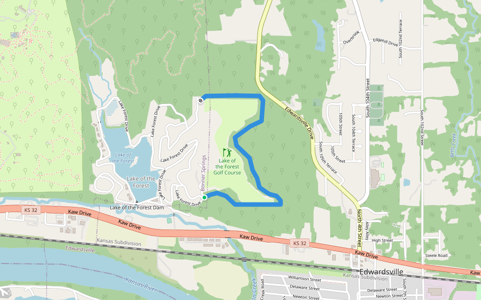 Bob White Memorial Trail walking route map in Bonner Springs