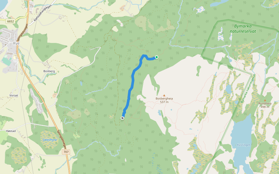 Sæterstien walking route map in Rye