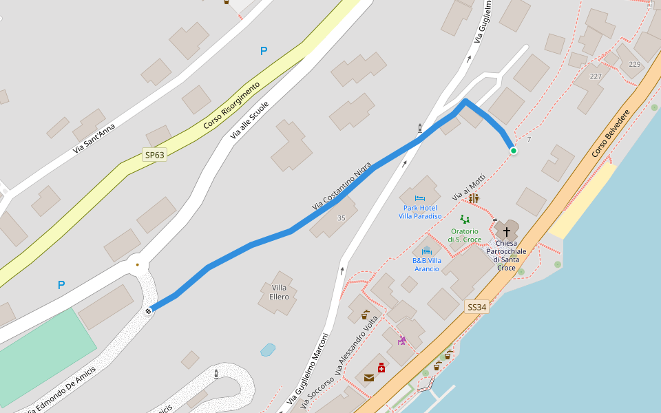 Via Costantino Nigra walking route map in Ghiffa