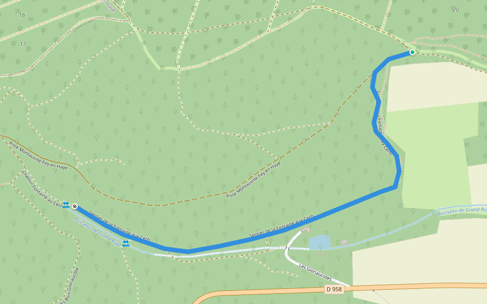 Sentier de la Fontaine aux Cerfs walking route map in Montauville