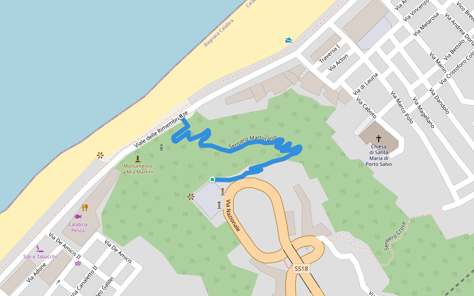 Sentiero Martorano walking route map in Bagnara Calabra