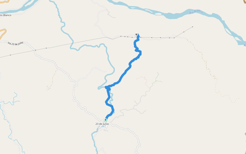 Sendero de la 23 a la cascada walking route map in Pirca