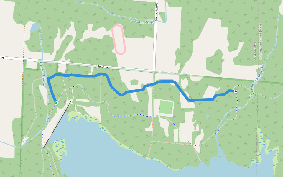 La Pinède walking route map in Roxton Pond