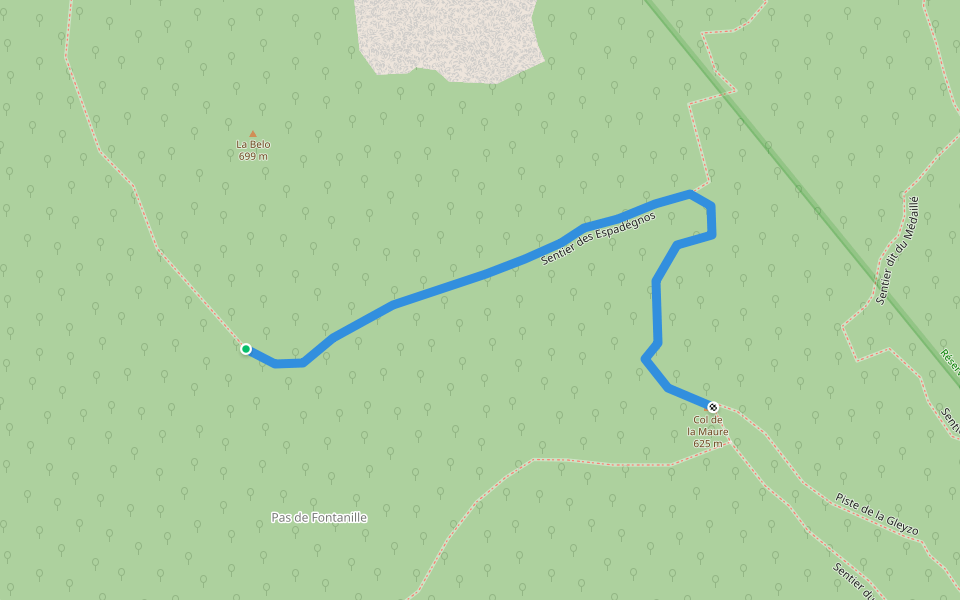 Sentier des Espadégnos walking route map in Mons