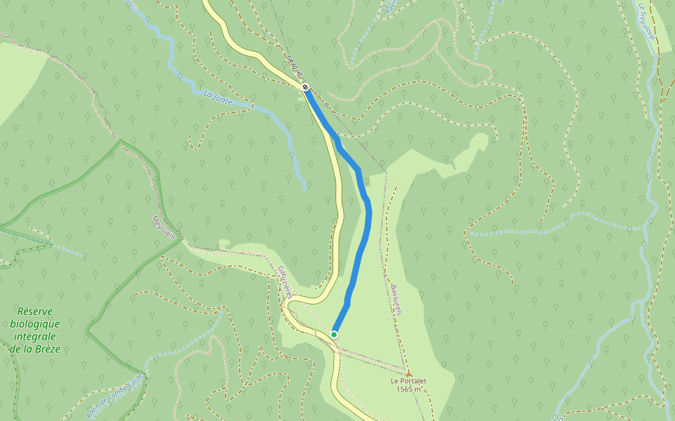 Grande Draille du Languedoc walking route map in Gatuzières