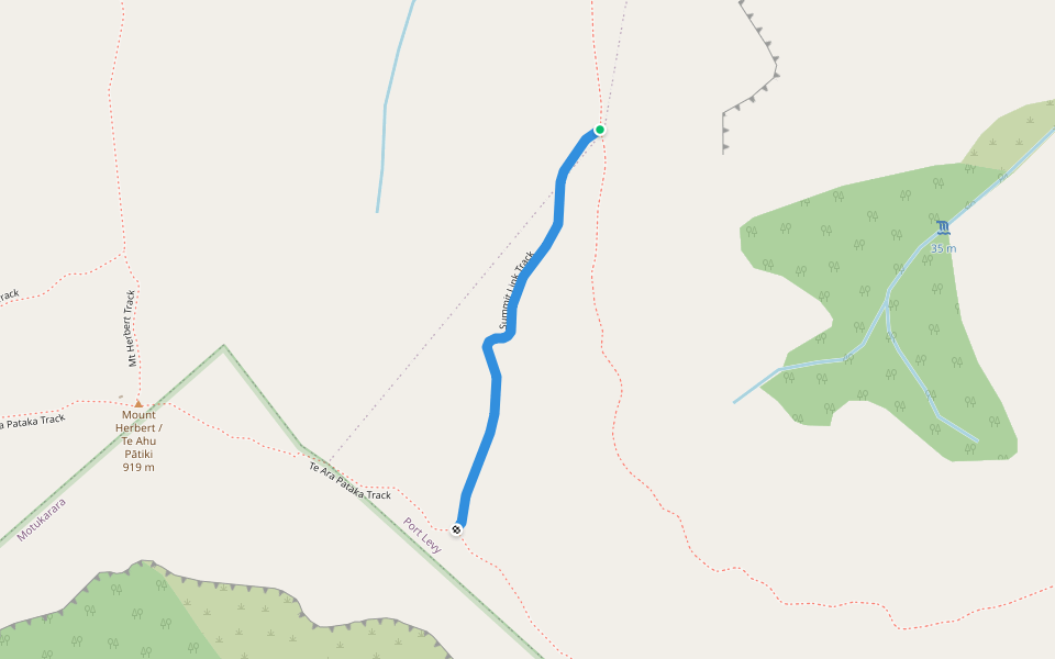 Summit Link Track walking route map in Purau