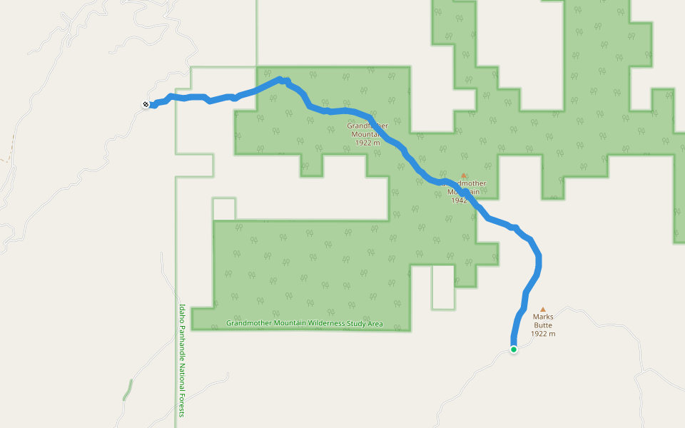 Grandmother Mountain Trail # 275 walking route map in Clarkia