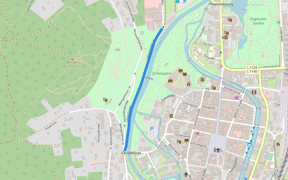 Limbachsweg walking route map in Meiningen