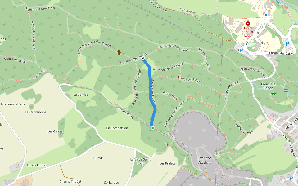Sentier des Pralets walking route map in La Sarraz