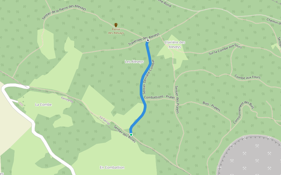 Sentier Derrière-Combattions walking route map in La Sarraz