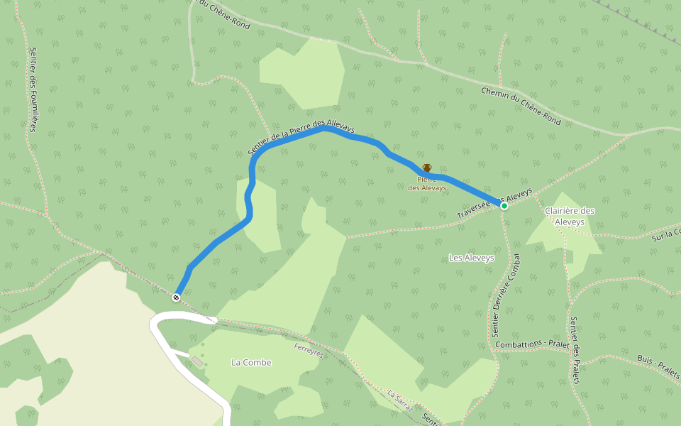 Sentier de la Pierre des Allevays walking route map in La Sarraz