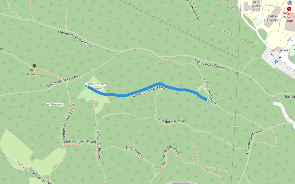 Sur la Combe aux fours walking route map in La Sarraz
