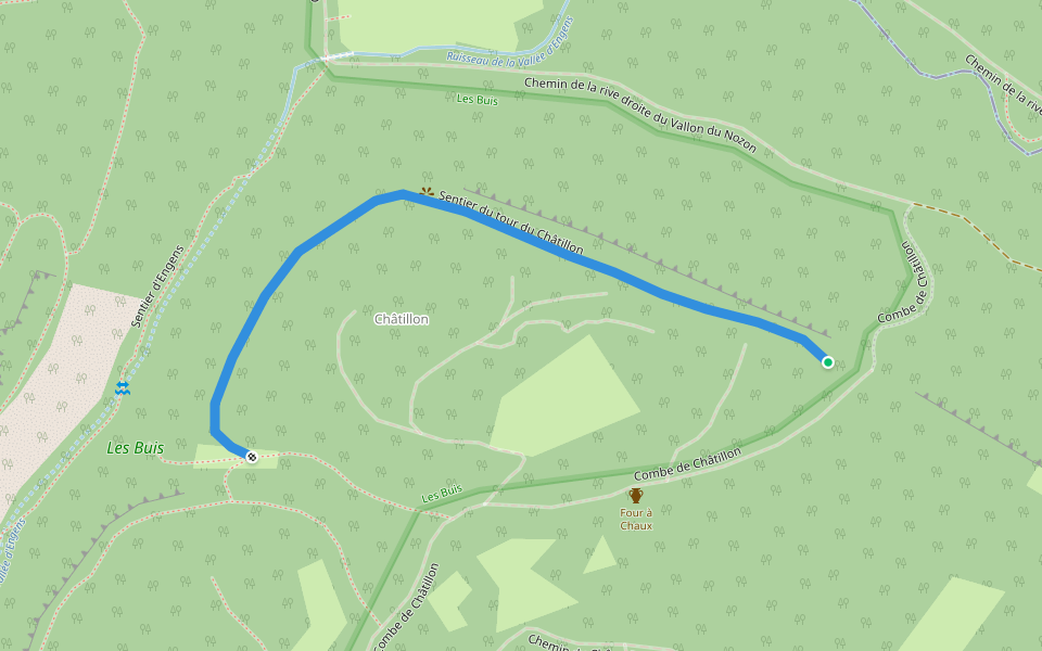 Sentier du tour du Châtillon walking route map in Ferreyres