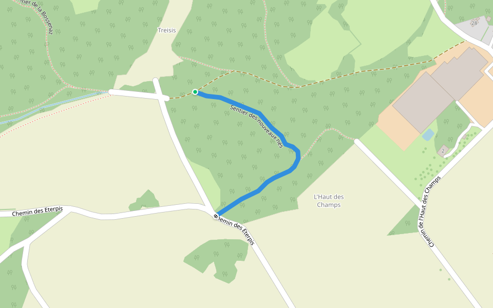 Sentier des nouveaux nés walking route map in Ferreyres