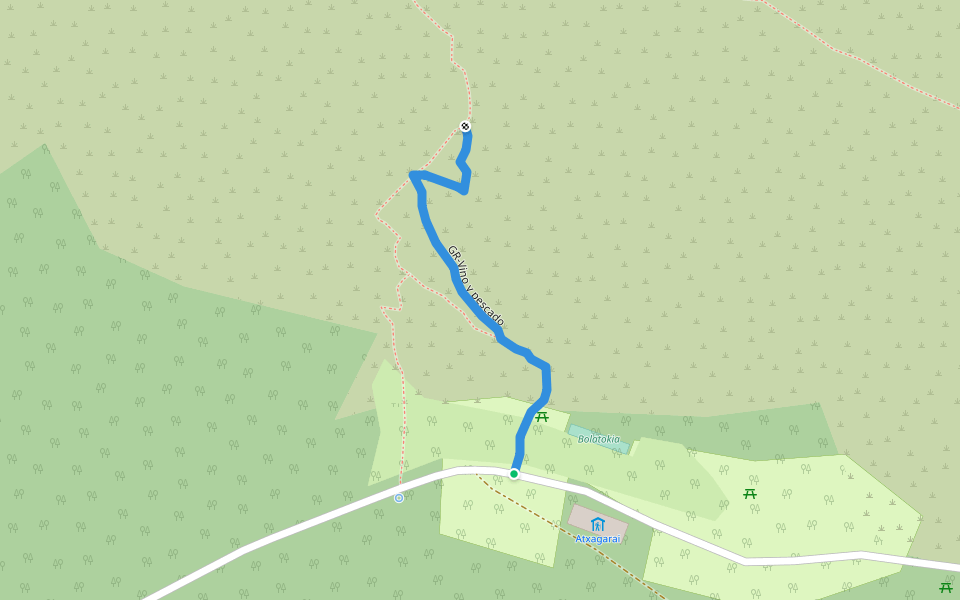 GR-Vino y pescado walking route map in Aulesti