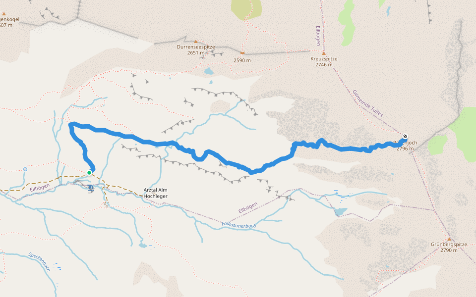 Rosenjoch walking route map in Navis