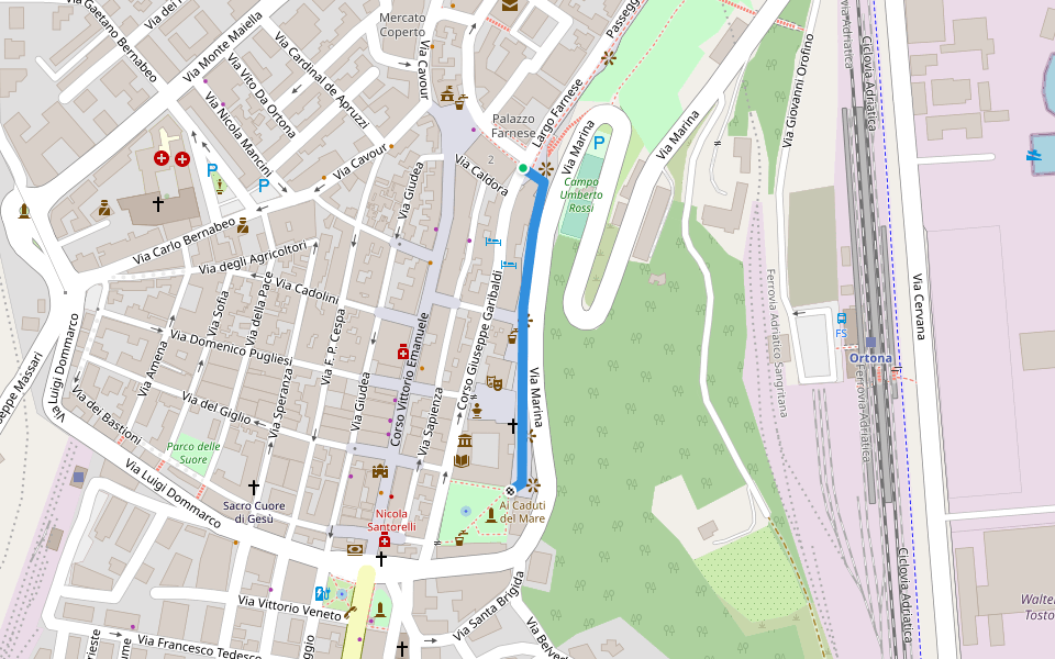 Belvedere Francesco Paolo Tosti walking route map in Ortona