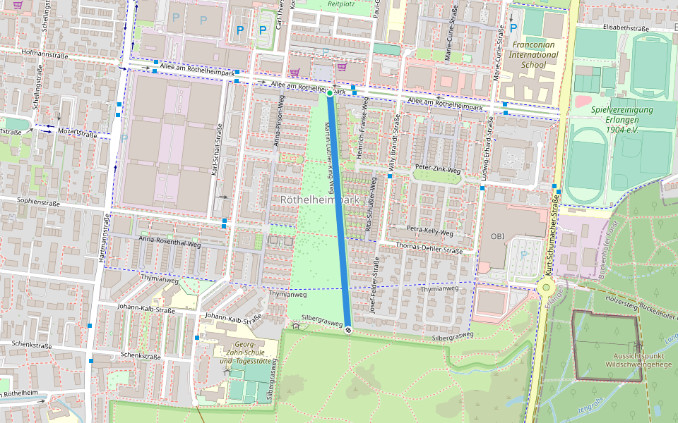 Martin-Luther-King-Weg walking route map in Erlangen