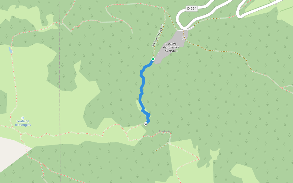 Ravin de l'Artigasse walking route map in Bilhères
