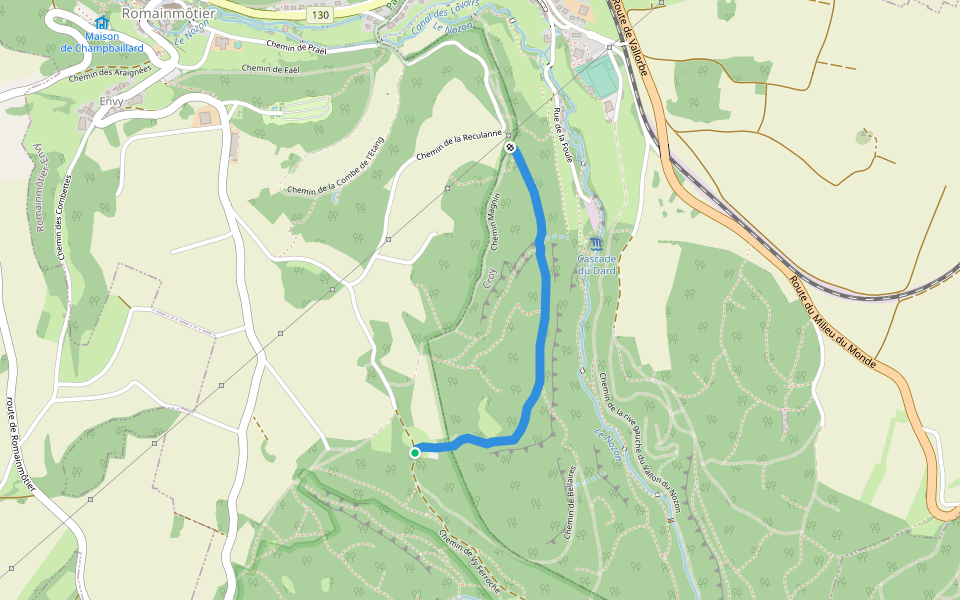 Sentier des Gottettes walking route map in Romainmôtier-Envy